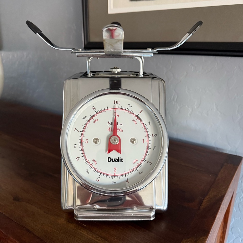 Vintage Dualit Kitchen Scale Silver Chrome Heavy Duty Baker’s Scale 8 lbs 8 oz